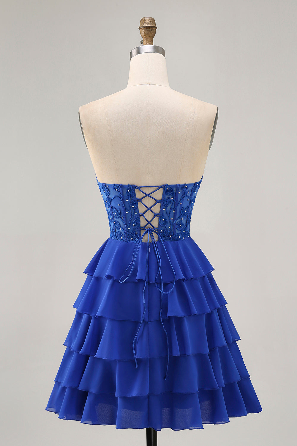 Royal Blue Corset Sweetheart Tiered Short Homecoming Dress