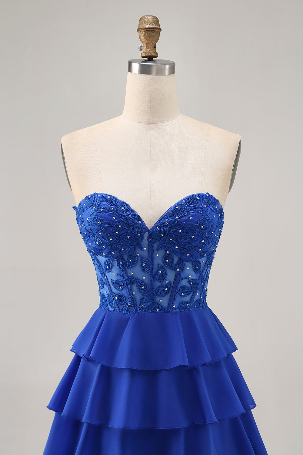 Royal Blue Corset Sweetheart Tiered Short Homecoming Dress