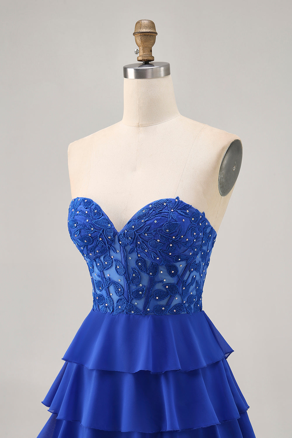 Royal Blue Corset Sweetheart Tiered Short Homecoming Dress
