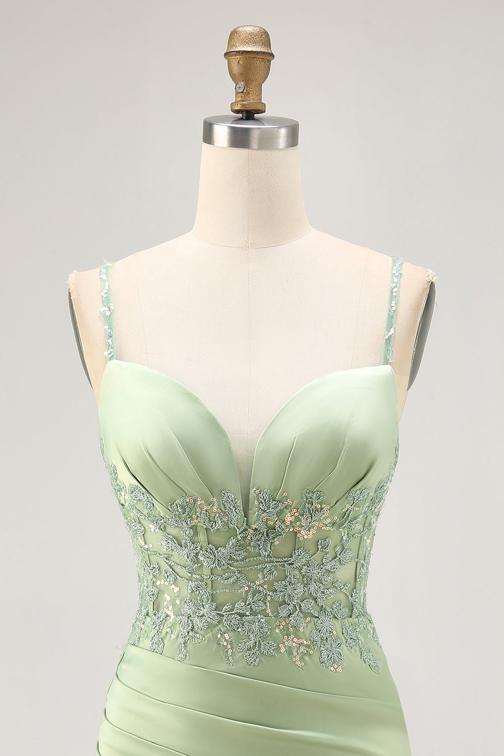 Sparkly Matcha Tight Short Corset Homecoming Dress with Lace
