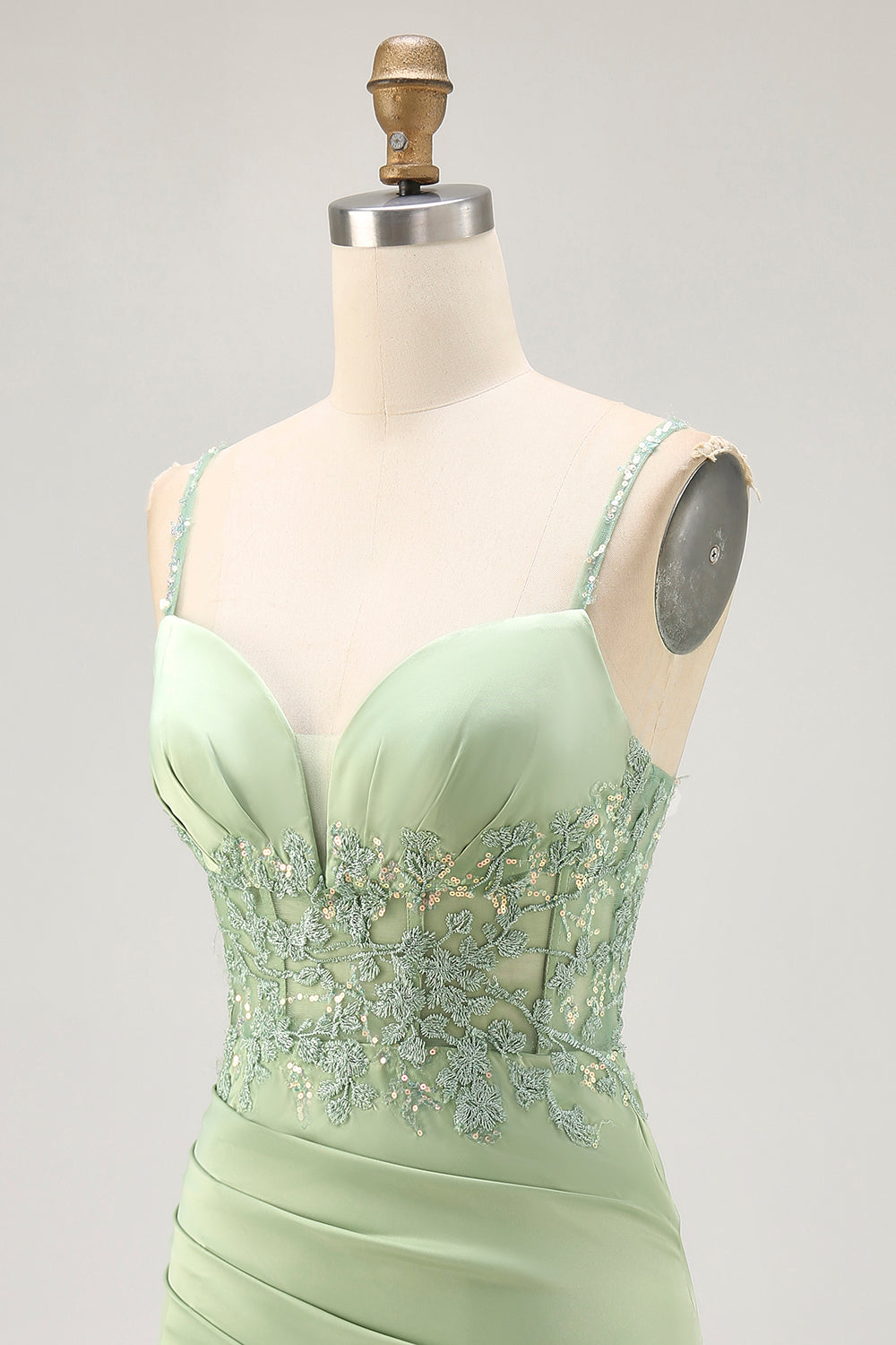 Sparkly Matcha Tight Short Corset Homecoming Dress with Lace