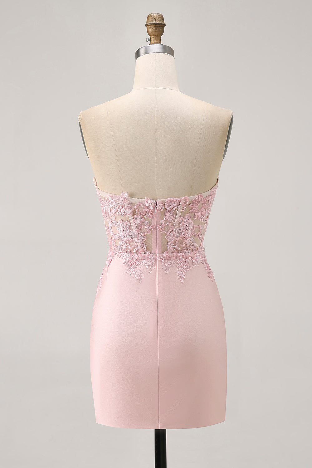 Appliqued Corset Blush Bodycon Homecoming Dress