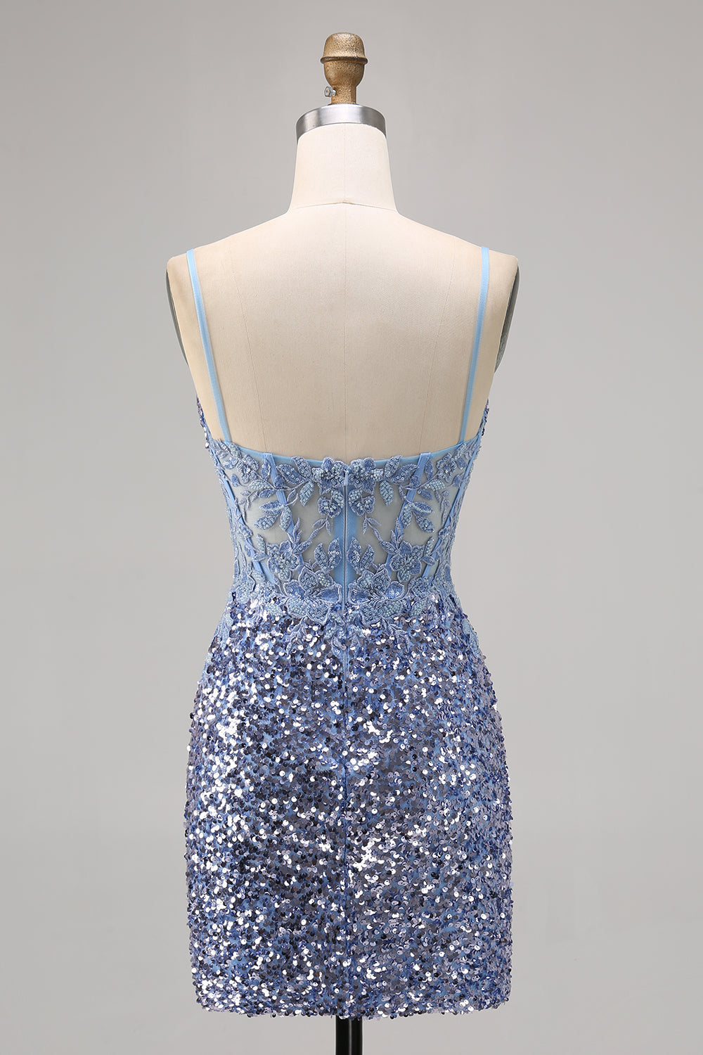 Sparkly Peacock Green Sequins Spaghetti Straps Short Homecoming Dress