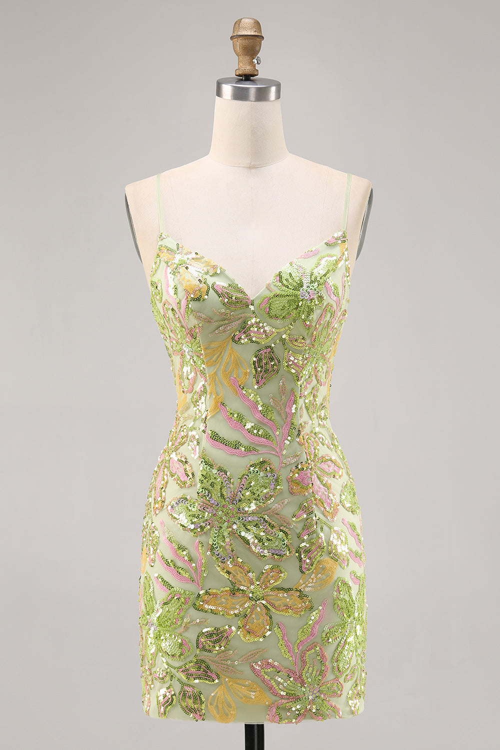 Sparkly Green Sequins Backless Bodycon Homecoming Dress