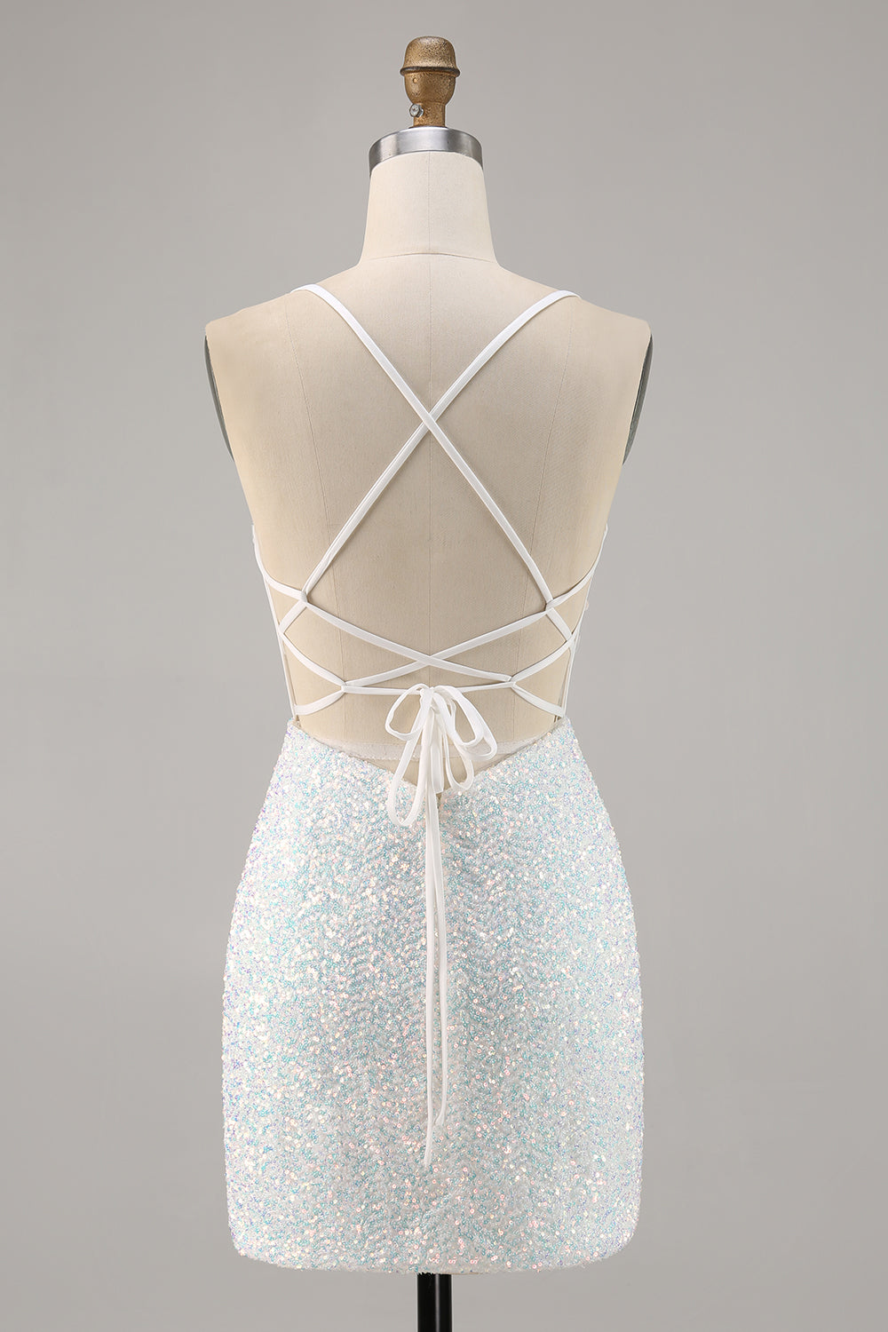 Sparkly White Bodycon Corset Homecoming Dress with Appliques