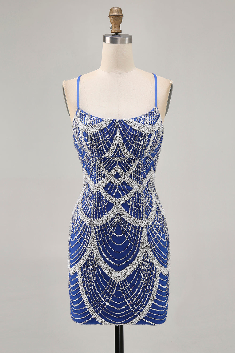 Royal Blue Beaded Bodycon Sequins Short Homecoming Dress