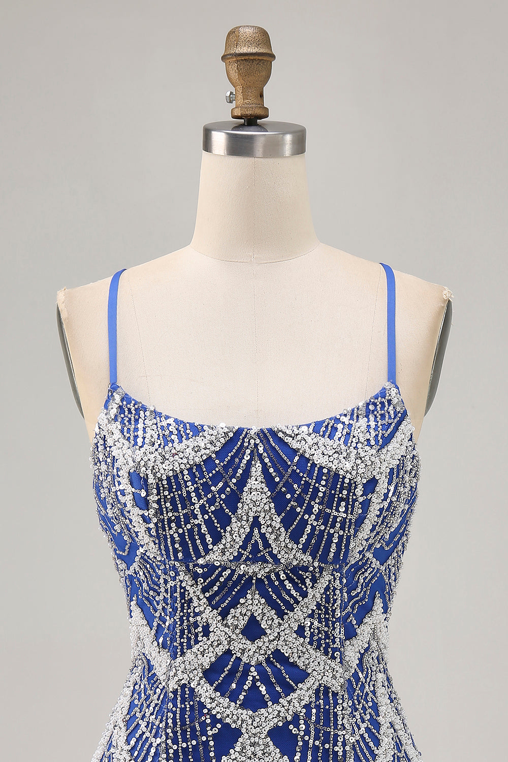 Royal Blue Beaded Bodycon Sequins Short Homecoming Dress