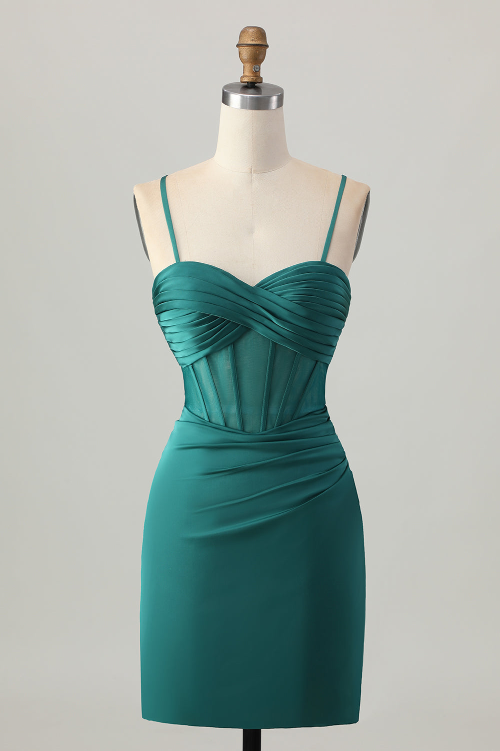Dark Green Corset Satin Tight Short Homecoming Dress