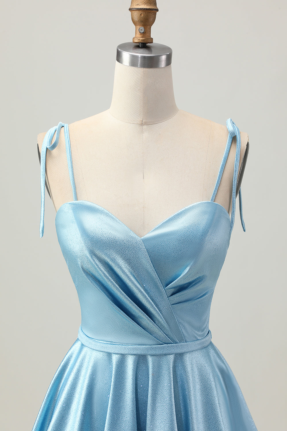 Blue A Line Satin Spaghetti Straps Short Homecoming Dress