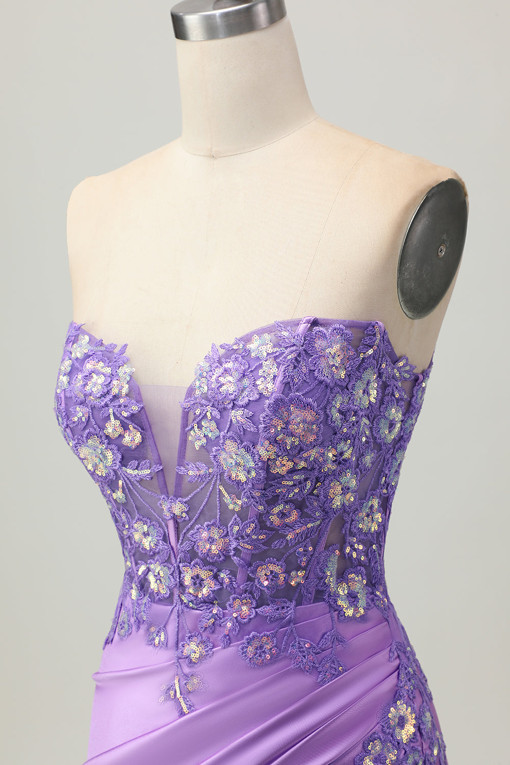 Sparkly Light Blue Corset Strapless Floral Short Ruched Homecoming Dress