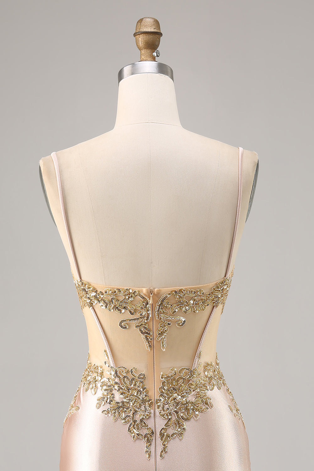 Sparkly Champagne Corset Tight Short Homecoming Dress with Lace