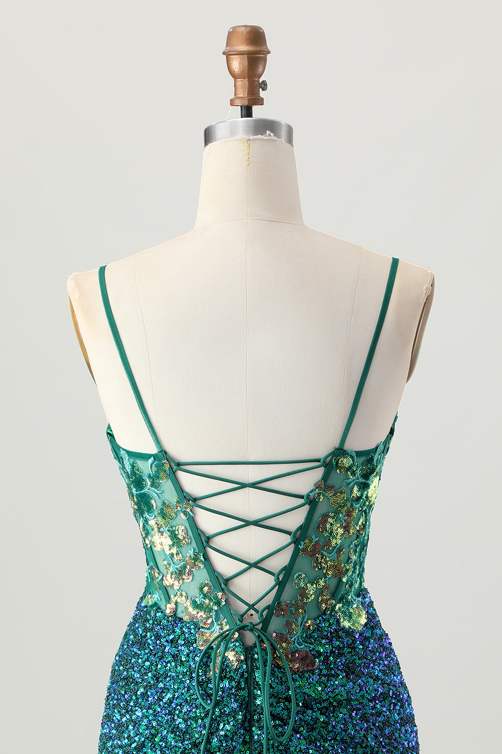 Sparkly Dark Green Corset Sequin Short Tight Homecoming Dress