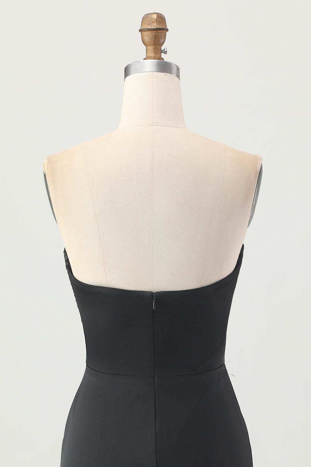 Black Strapless Corset Bodycon Beaded Homecoming Dress with Slit