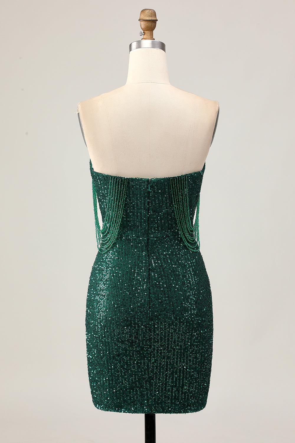 Sparkly Dark Green Sequins Short Tight Homecoming Dress with Beading