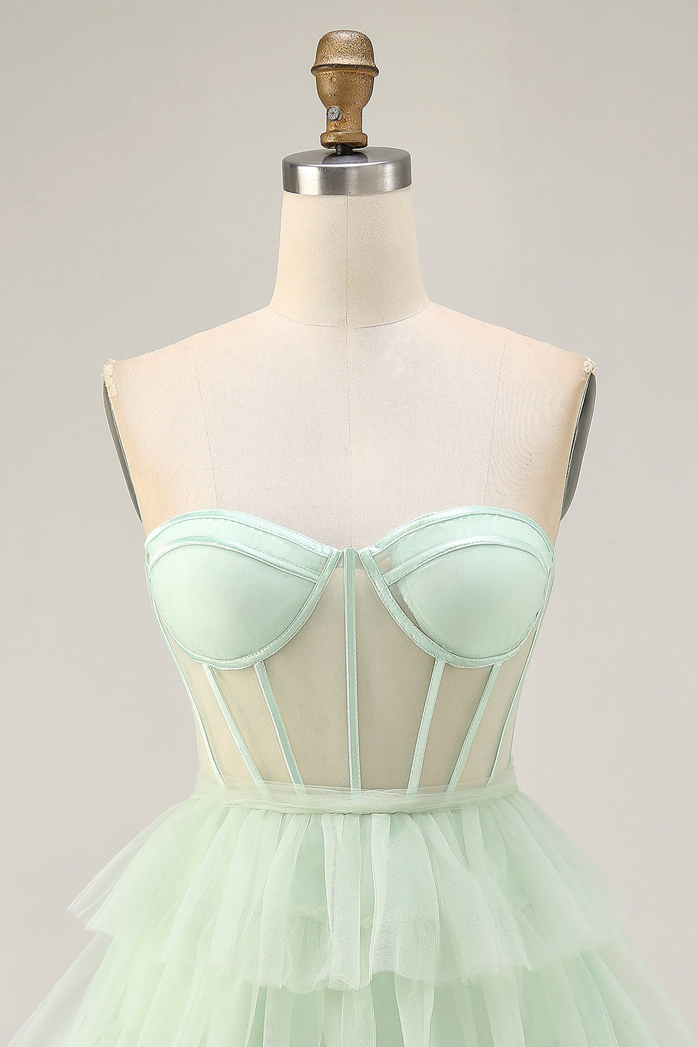 Light Green Tiered Short Corset Homecoming Dress with Ruffles