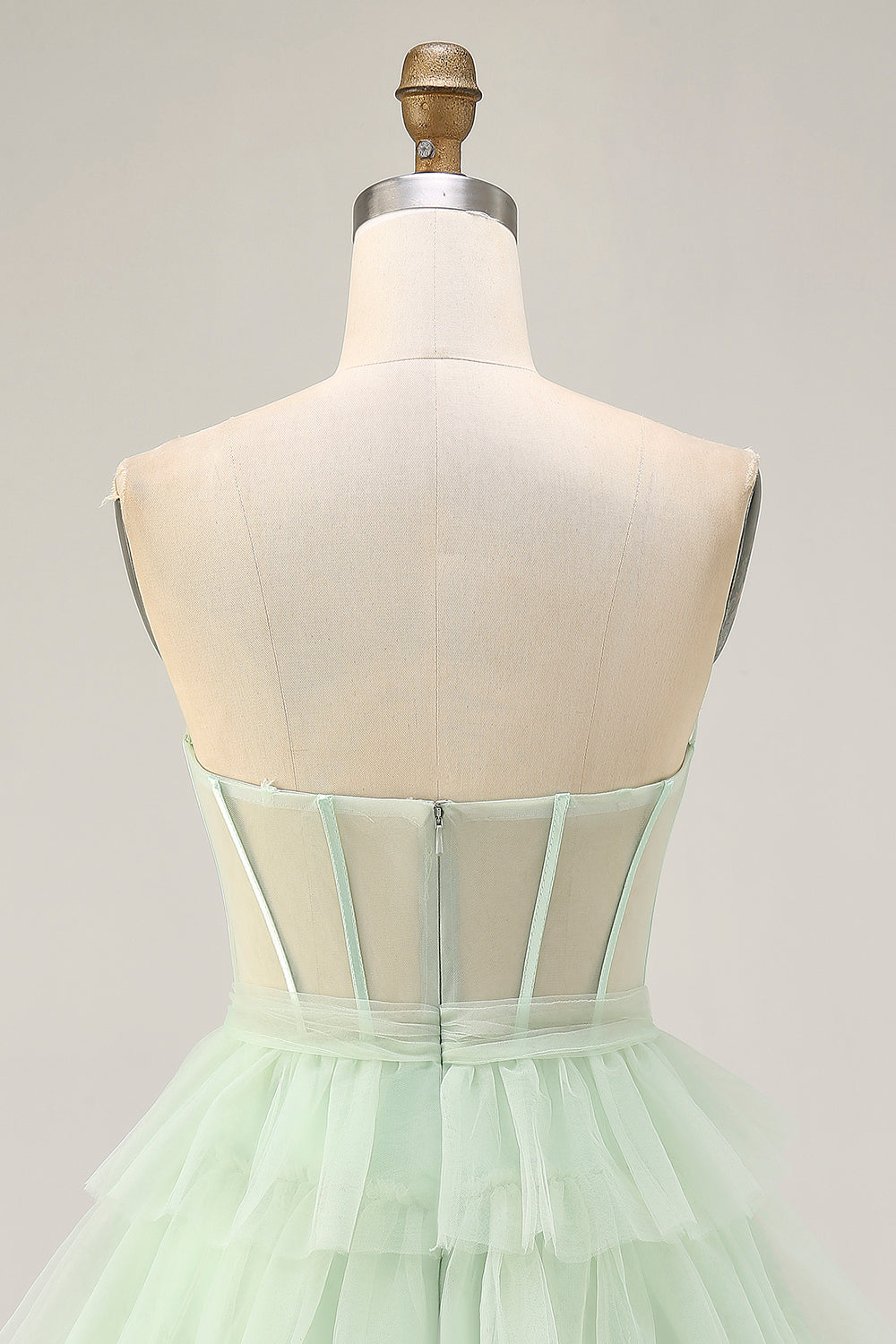 Light Green Tiered Short Corset Homecoming Dress with Ruffles