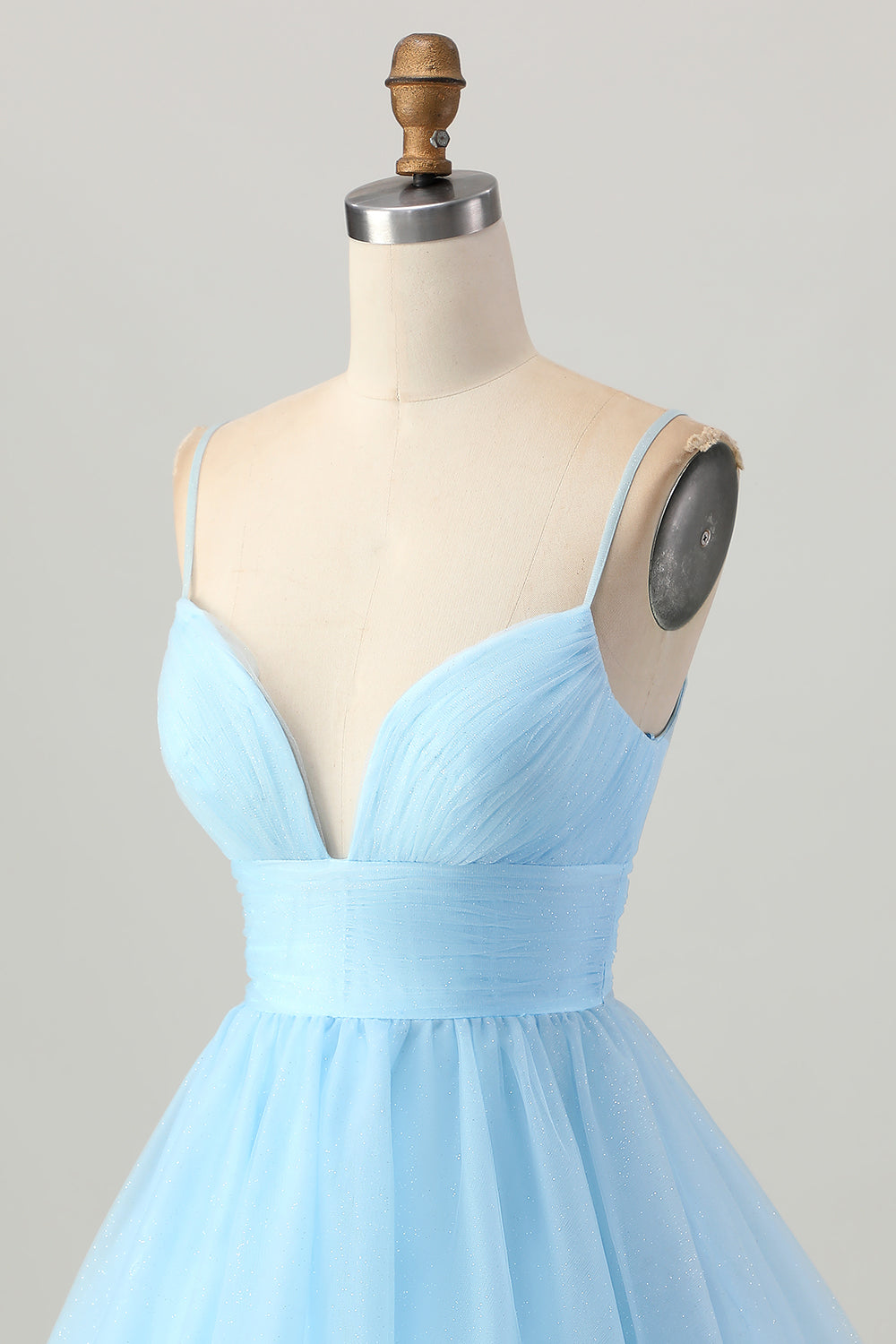 Sky Blue A Line Spaghetti Straps Short Homecoming Dress