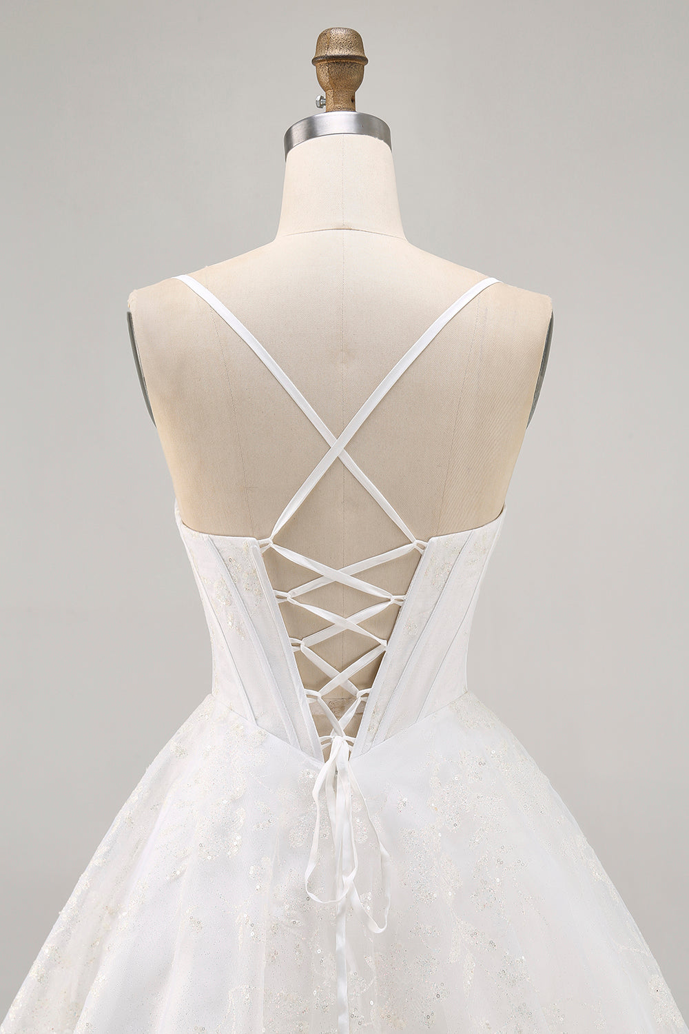White Corset Spaghetti Straps Short Homecoming Dress with Lace