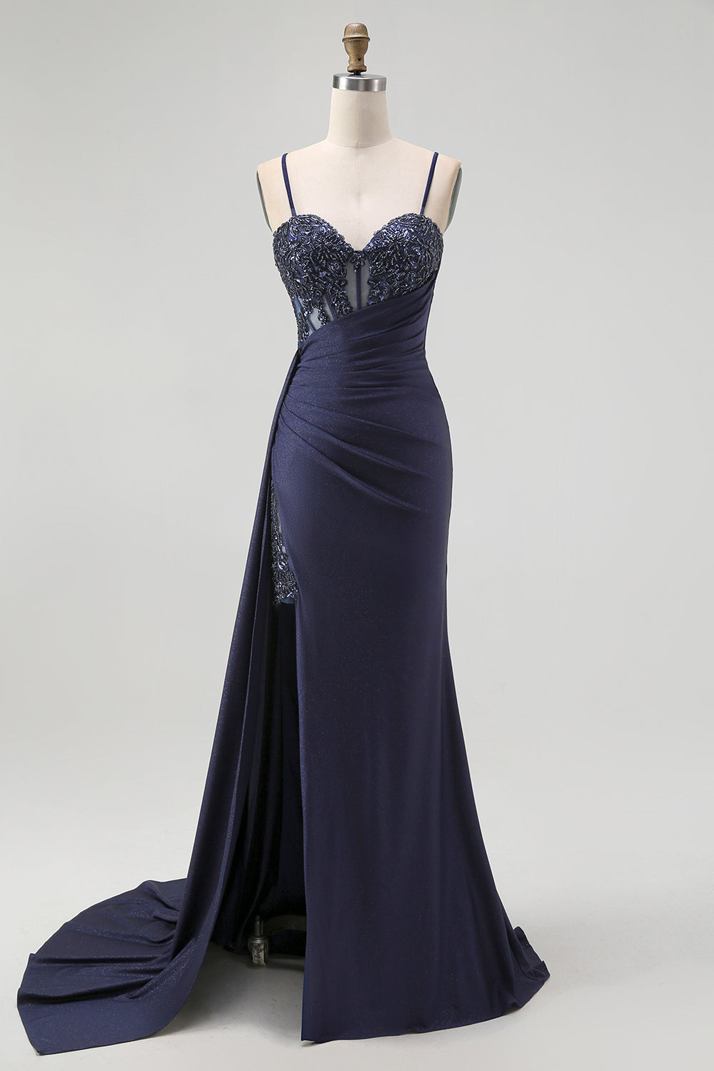 Burgundy Corset Mermaid Long Prom Dress with Beading