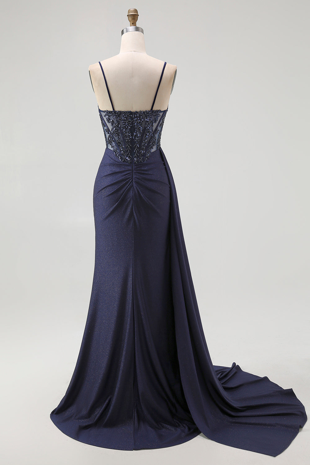 Burgundy Corset Mermaid Long Prom Dress with Beading