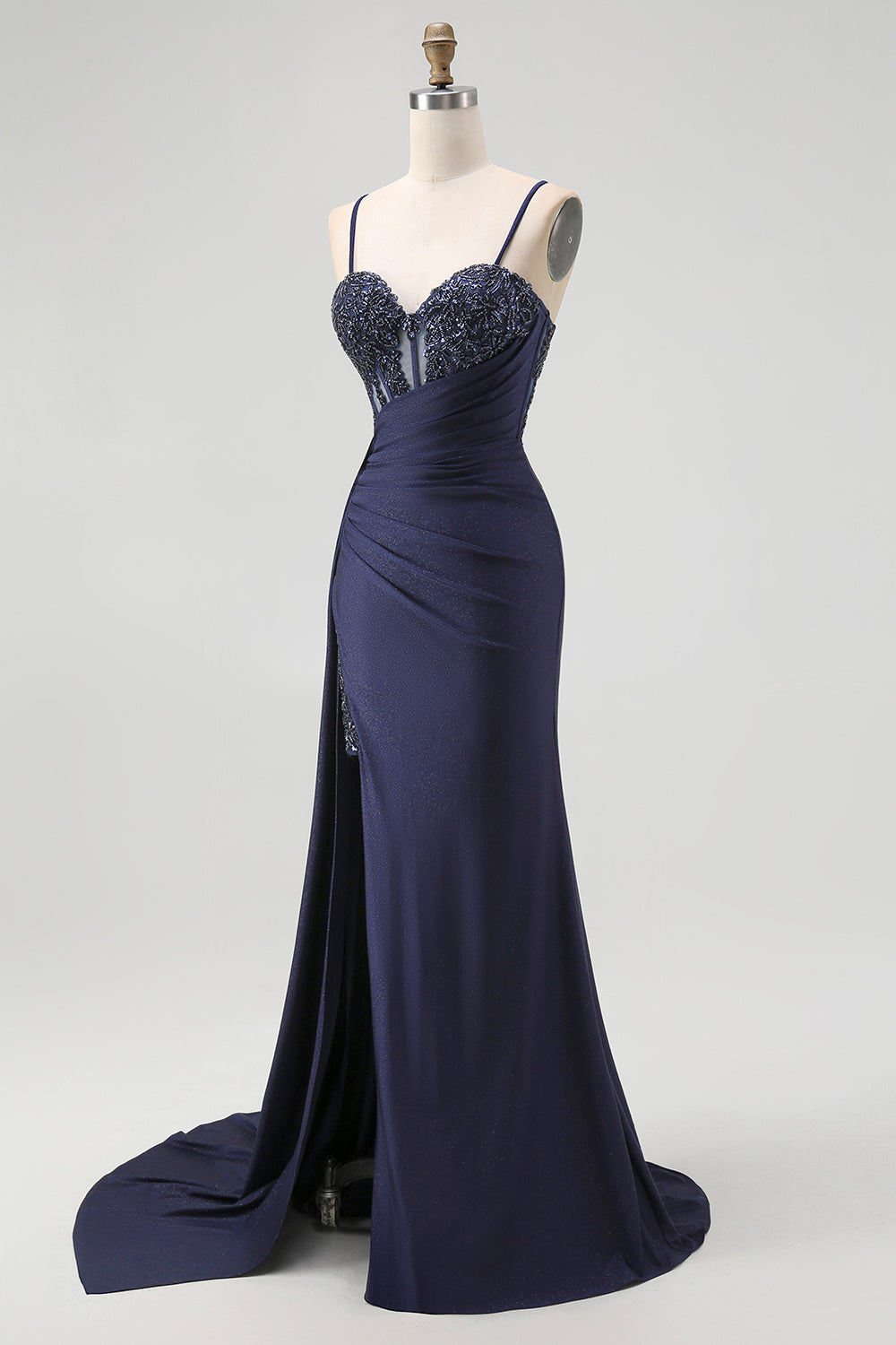 Burgundy Corset Mermaid Long Prom Dress with Beading