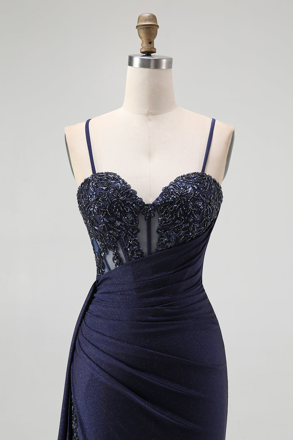 Burgundy Corset Mermaid Long Prom Dress with Beading