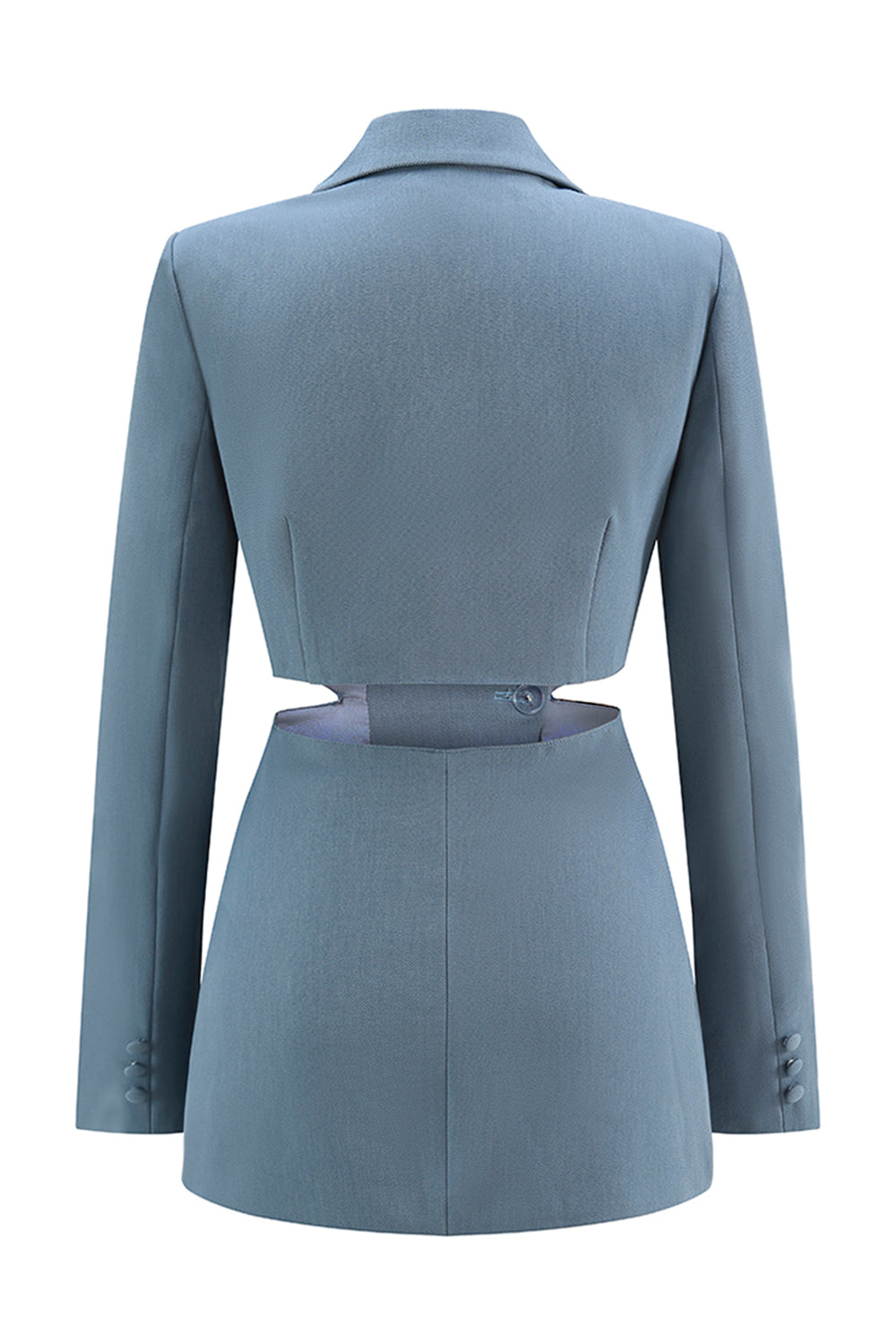 Grey Blue 2 Piece Cut Out Notched Lapel Women Prom Suits
