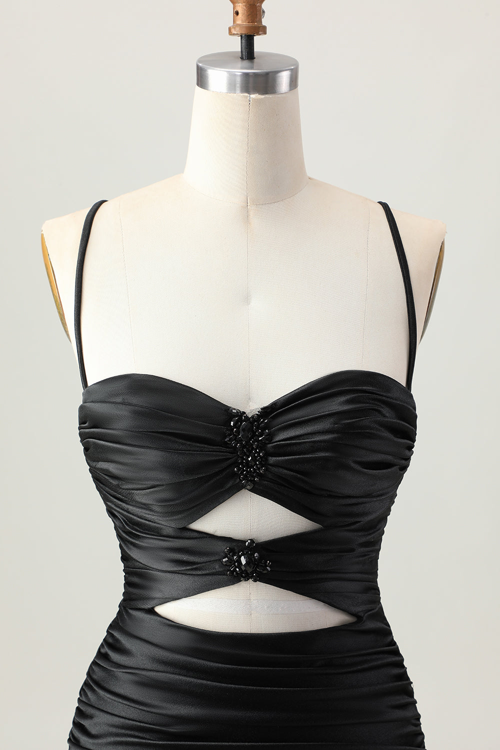 Sparkly Black Cut Out Tight Short Homecoming Dress with Rhinestone