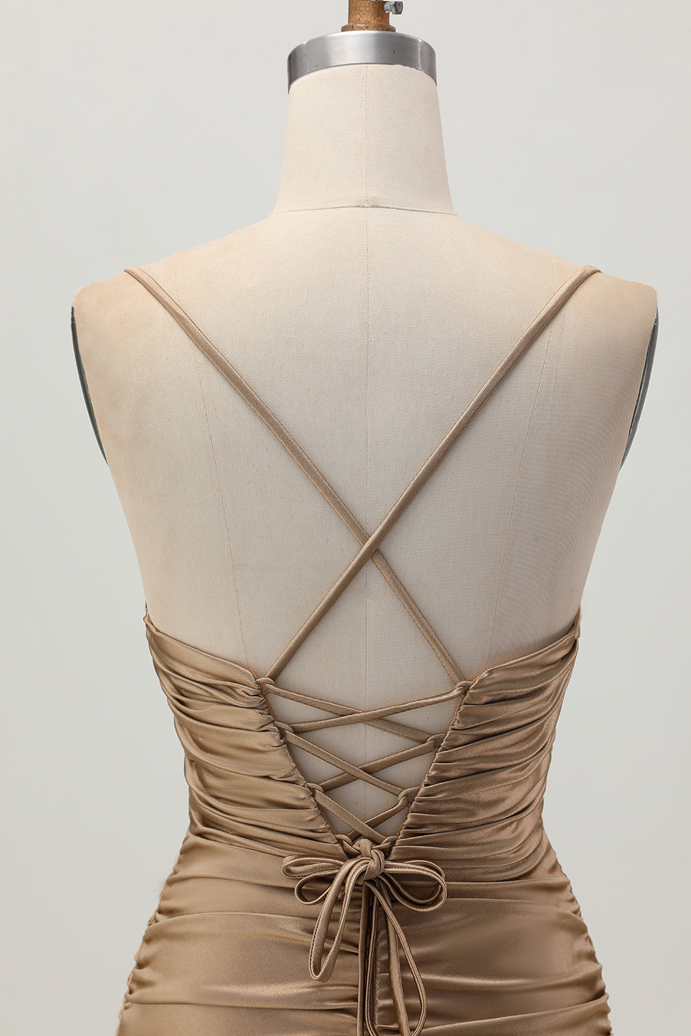 Sparkly Dark Khaki Tight Cut Out Short Homecoming Dress with Rhinestone