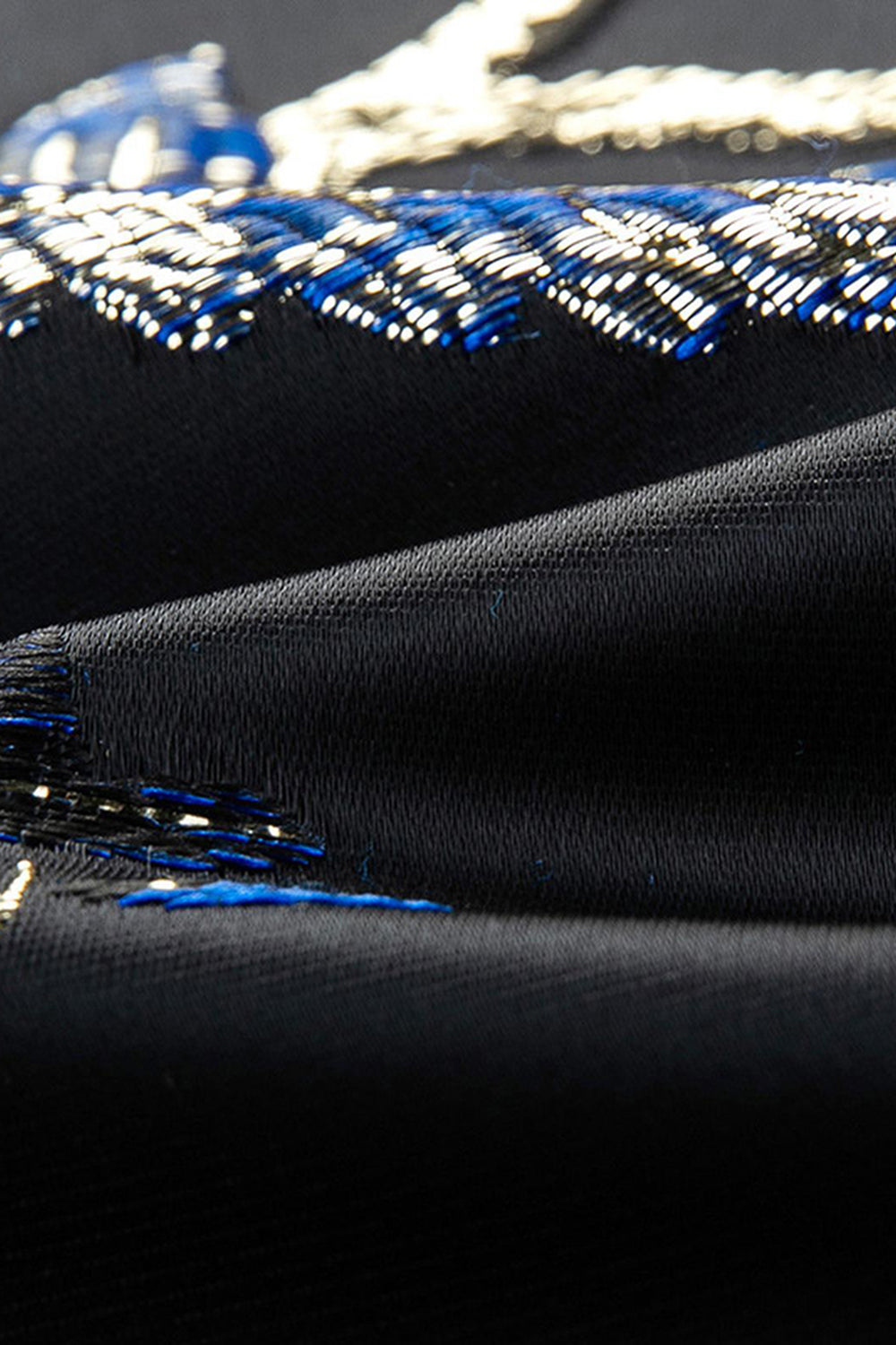 Blue and Black Notched Lapel Jacquard 2 Piece Men's Prom Suits