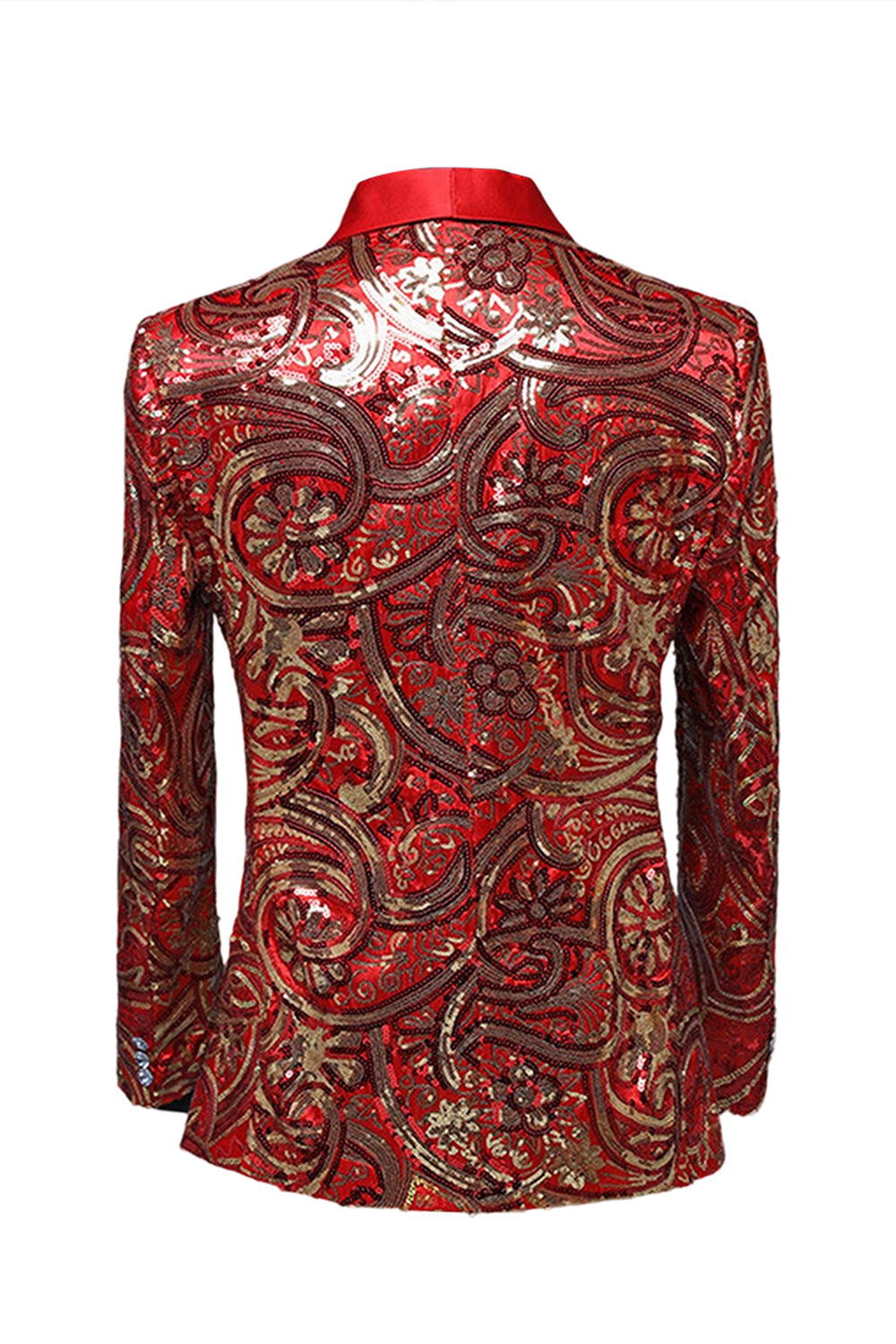 Sparkly Sequins Men's Red Shawl Lapel Prom Blazer