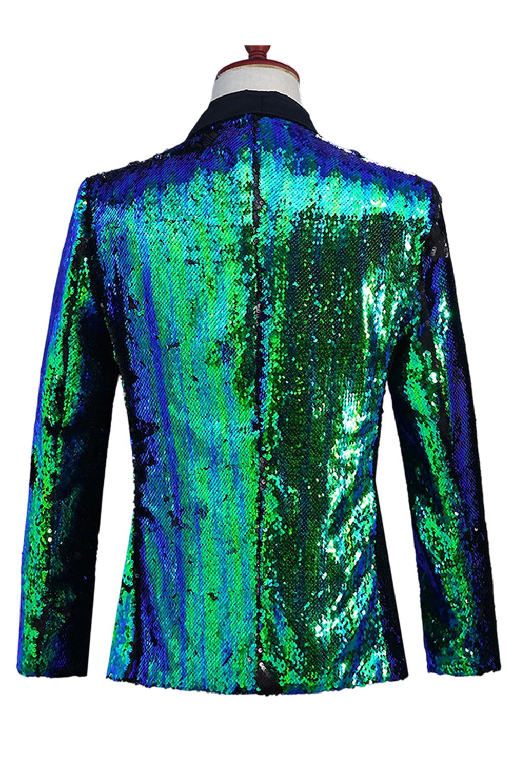 Sparkly Silver and Golden Shawl Lapel Men's Prom Blazer with Sequins