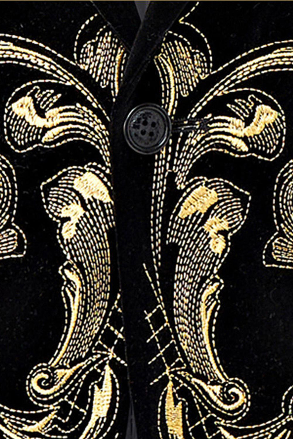 Men's Golden Jacquard 2 Piece Notched Lapel Prom Suits