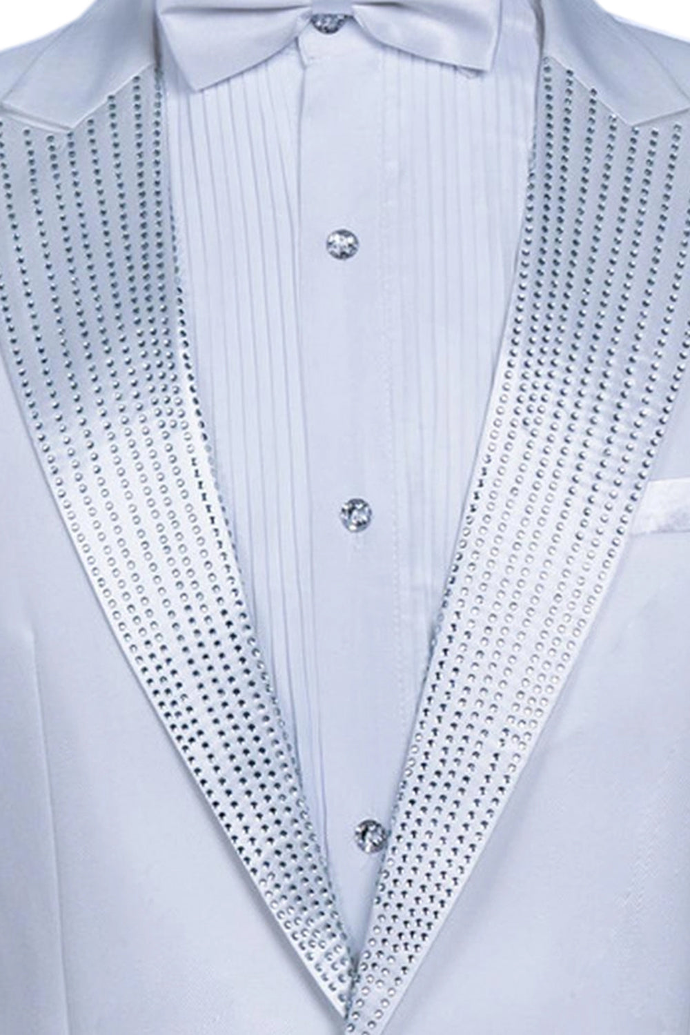 White Peak Lapel 2 Piece One Button Men's Prom Suit with Beading