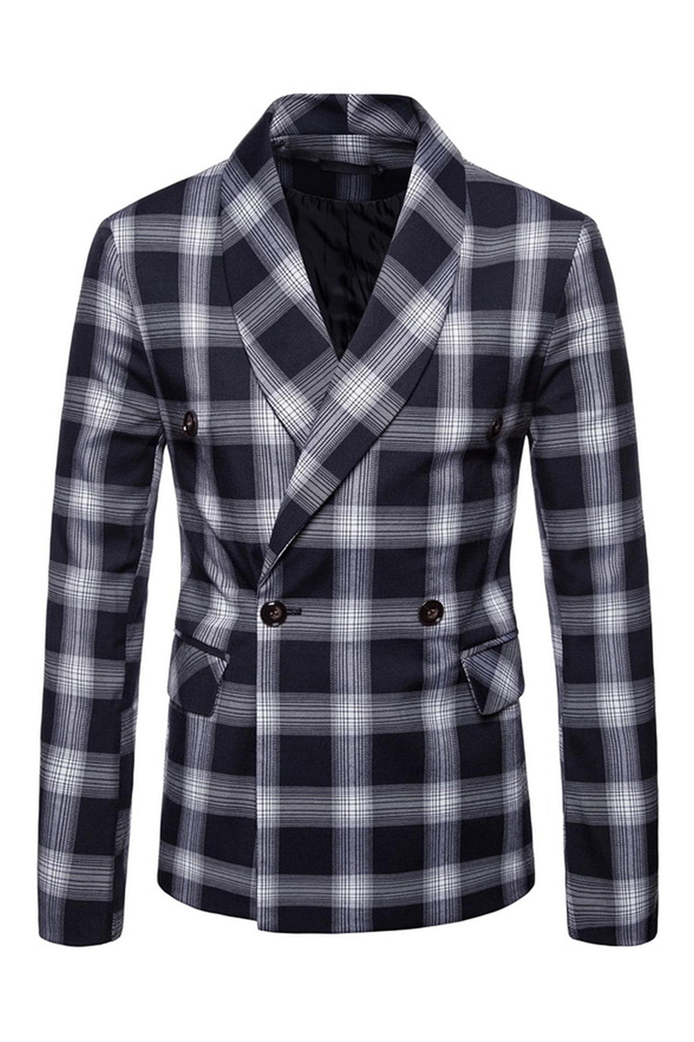 Navy Shawl Lapel Striped Men's Prom Blazer