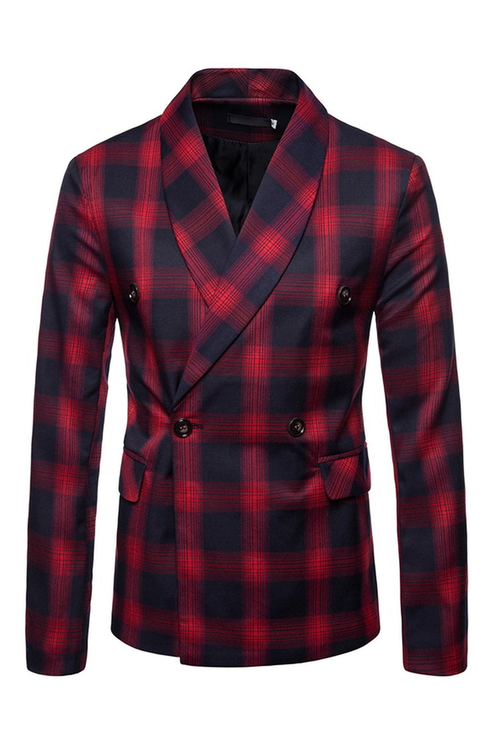 Navy Shawl Lapel Striped Men's Prom Blazer