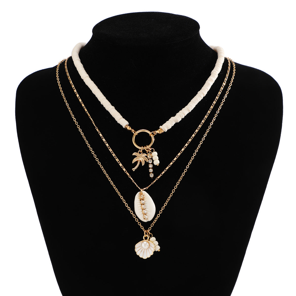 Imitation Pearl Shell Multi-layer Necklace
