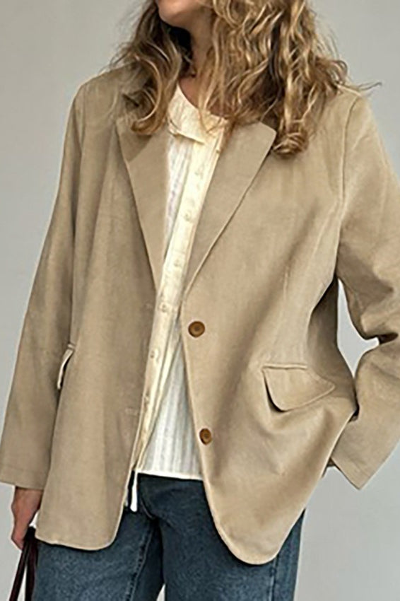 Elegant Corduroy Blazer Coat - Fashionpara