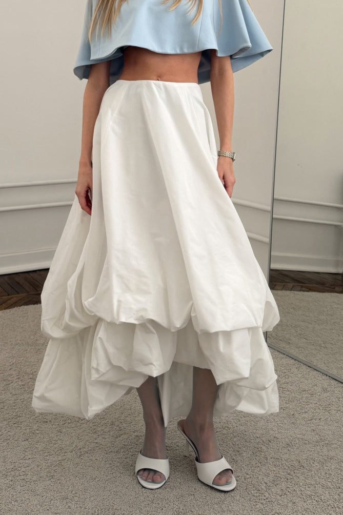 Layered Ruffle Bubble Maxi Skirt
