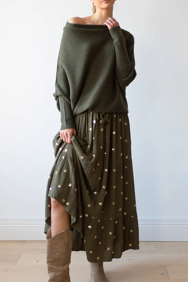 Chic Solid Color Round Neck Long Sleeve Knitted Sweater