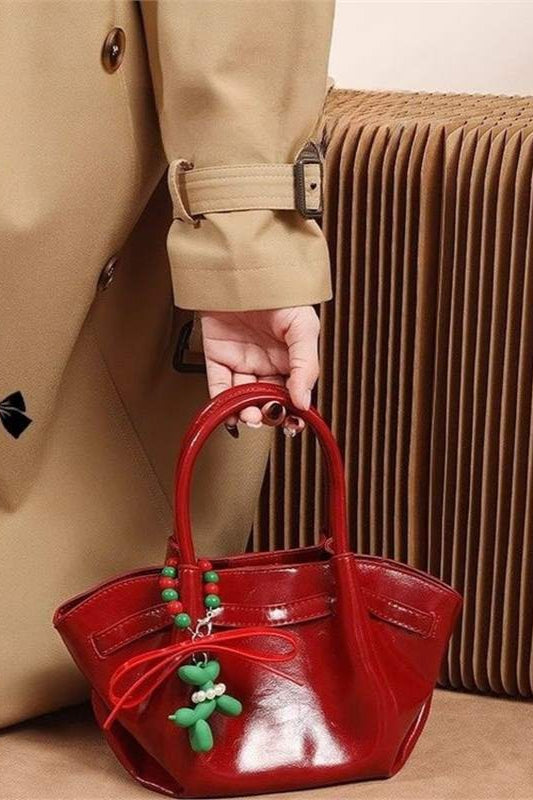 Red Puppy Motif Dumpling Bag Elegant Crossbody Wedding Bag