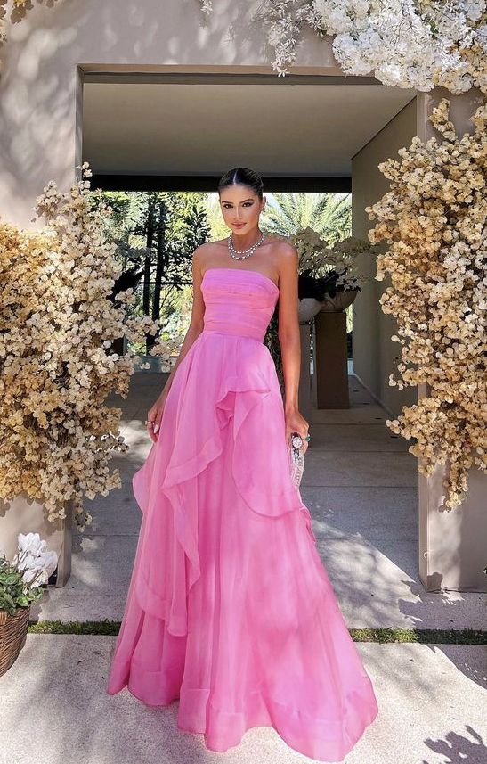 simple pink prom dress,modest evening dresses - Fashionpara