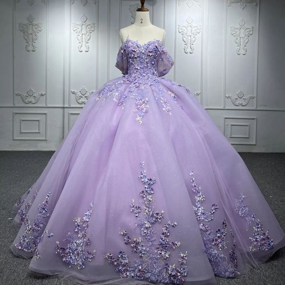 A-Line purple ball gown Prom Dress - Fashionpara