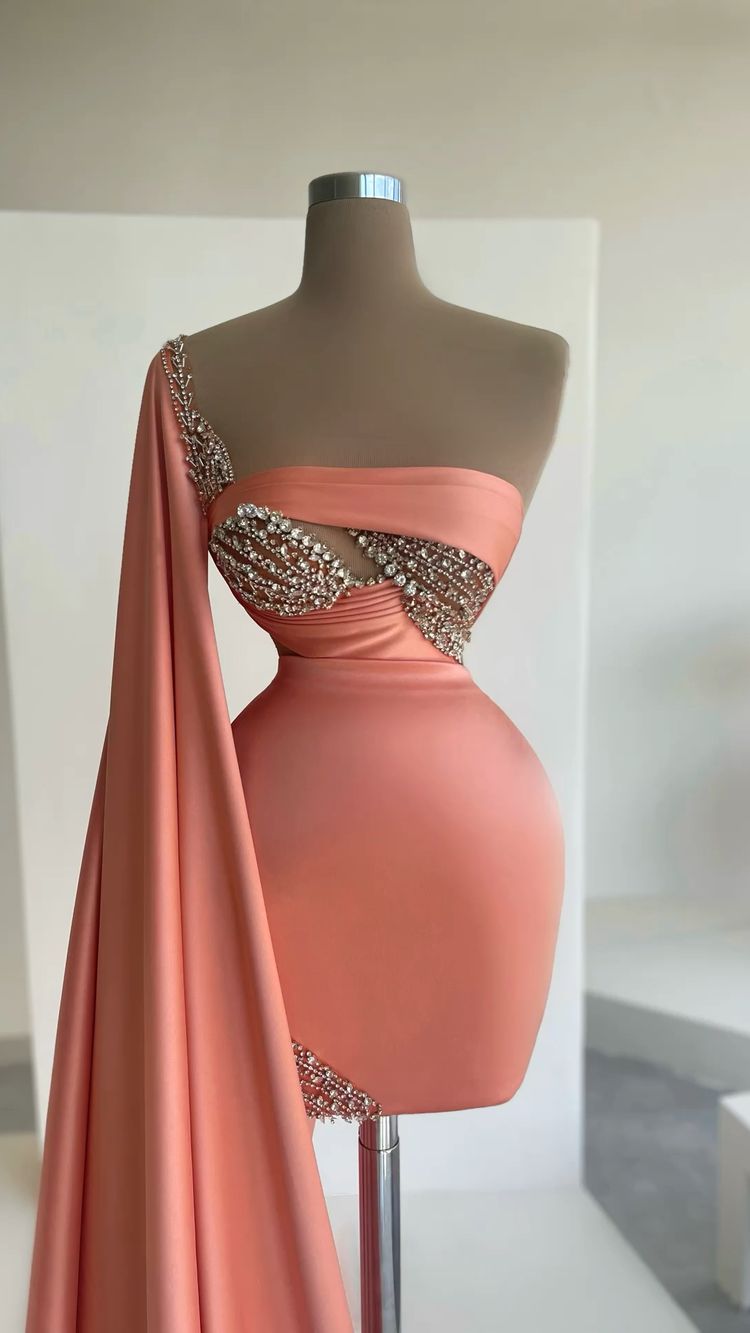 beaded prom dresses, sheath short prom dresses - Fashionpara