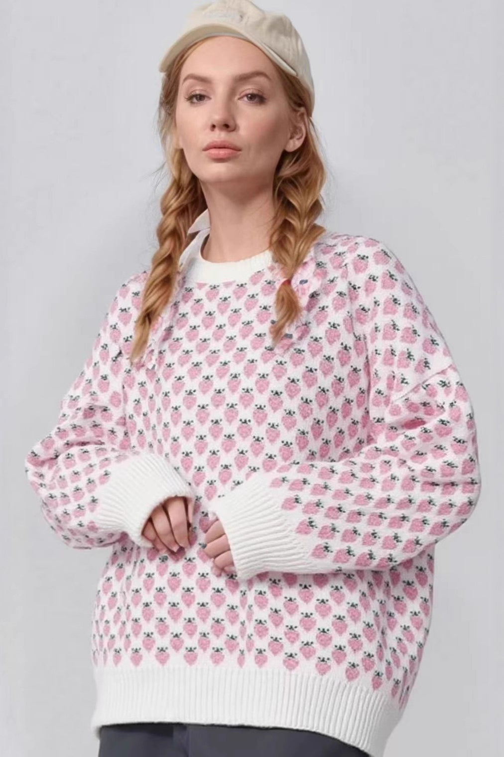 Strawberry Jacquard Knit Sweater 2
