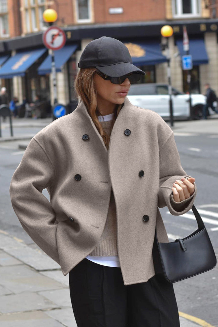 Stylish Brown Double-Breasted Blazer Coat for Sophisticated Looks
