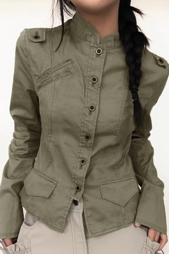 Panel Pocket Stand Collar Jacket