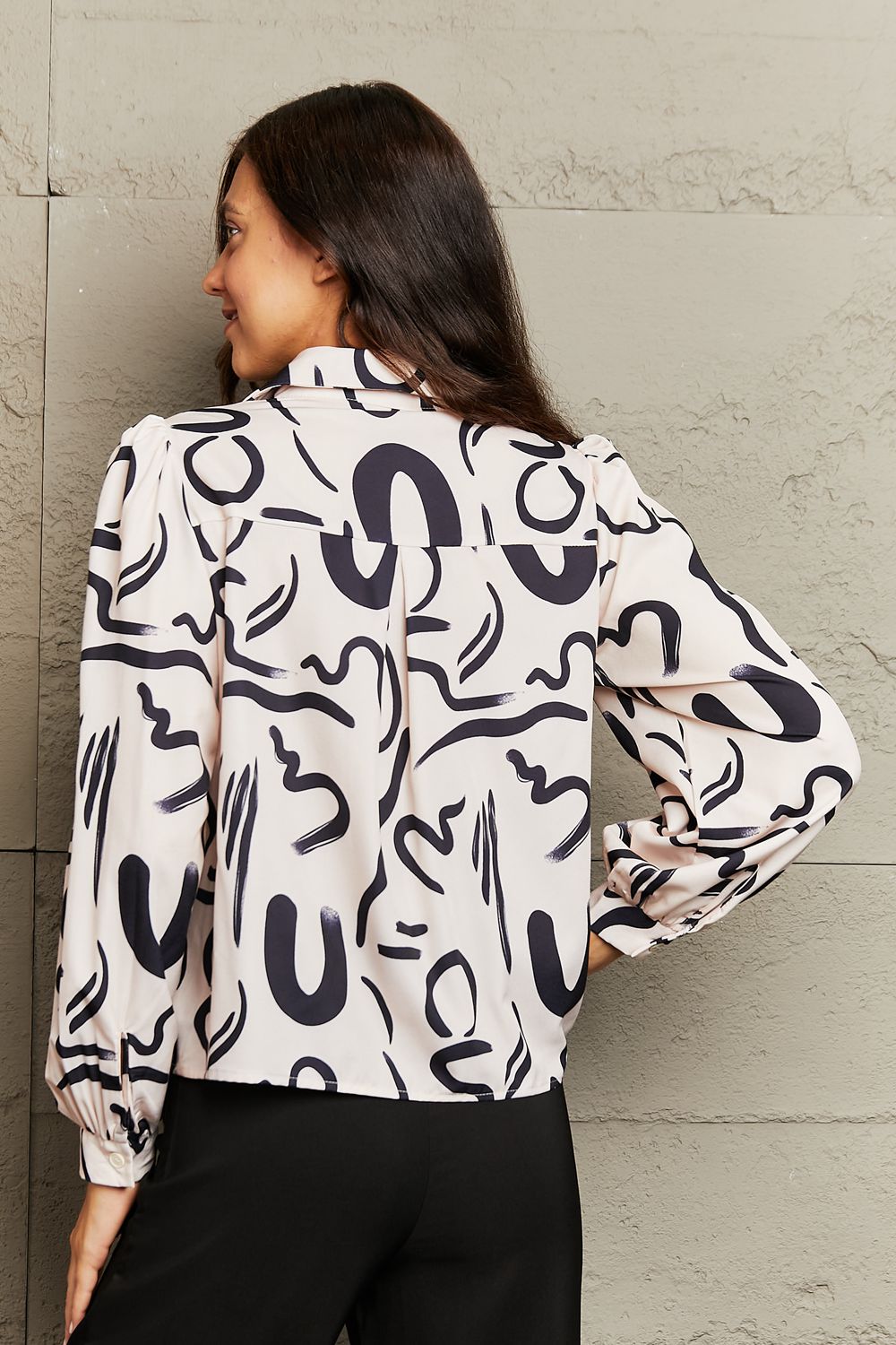 Collared Patterned Button-Down Shirt