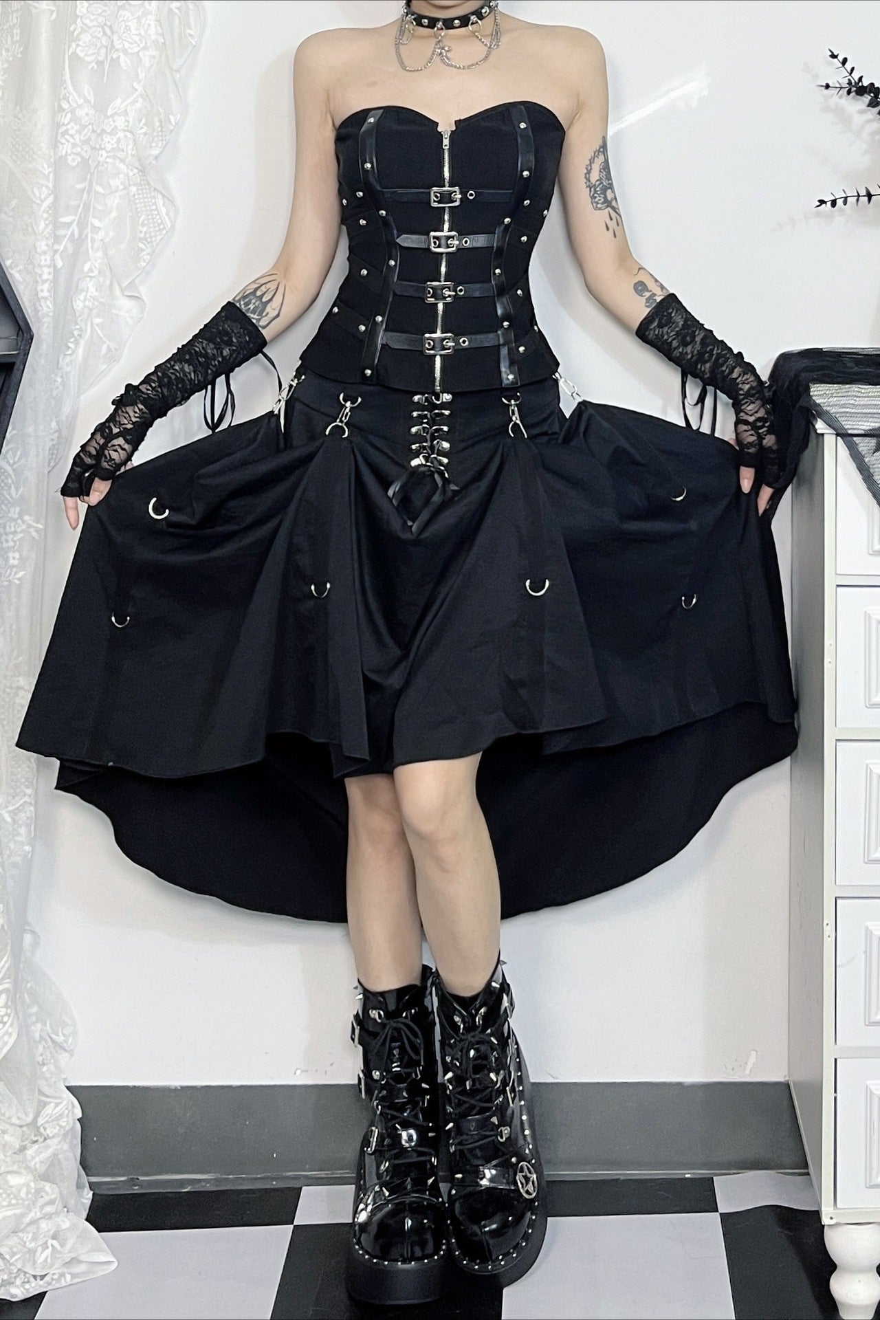 Gothic Dual Wear Flare Skirt