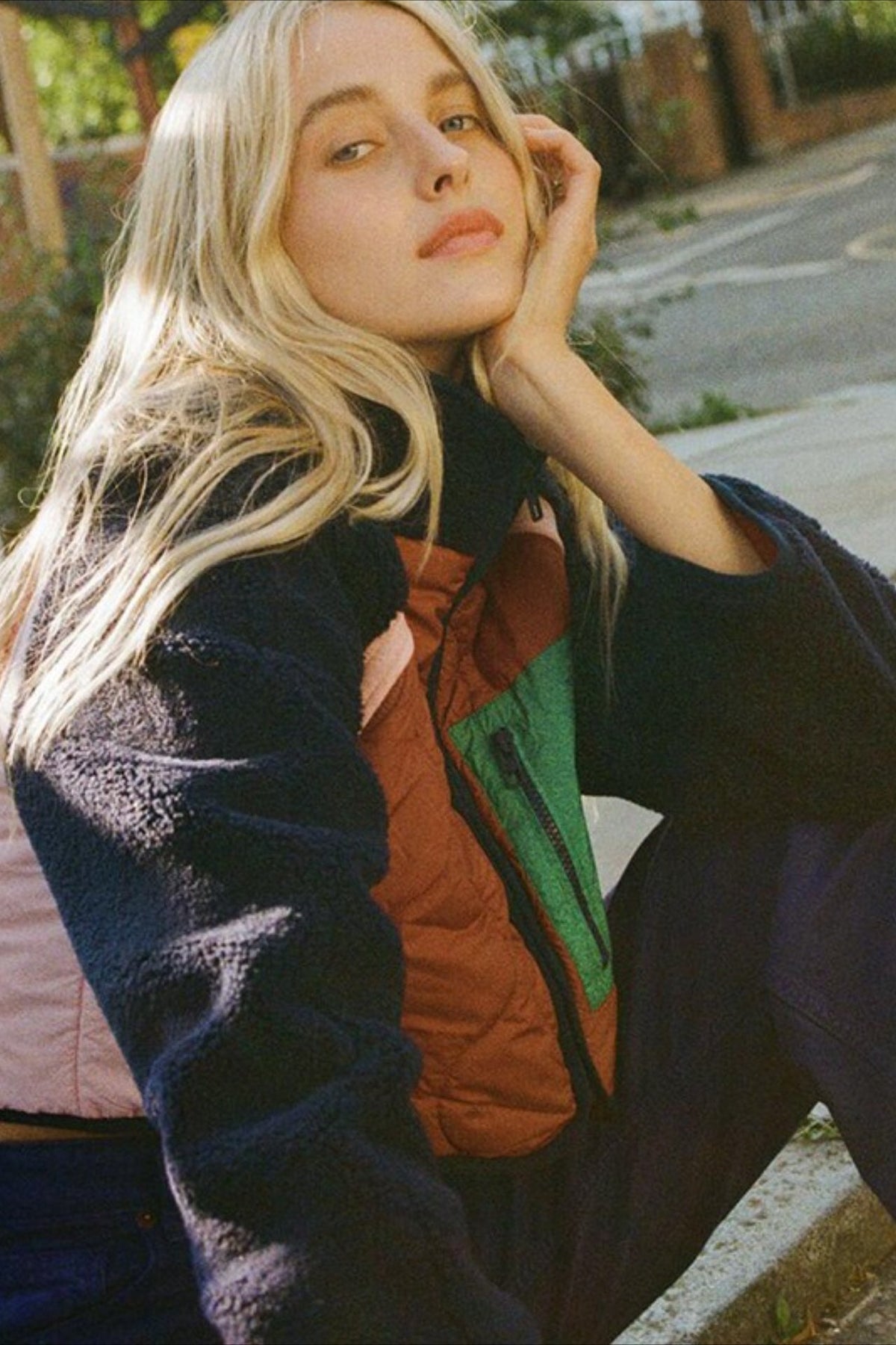 Paneled Cropped Fleece Jacket